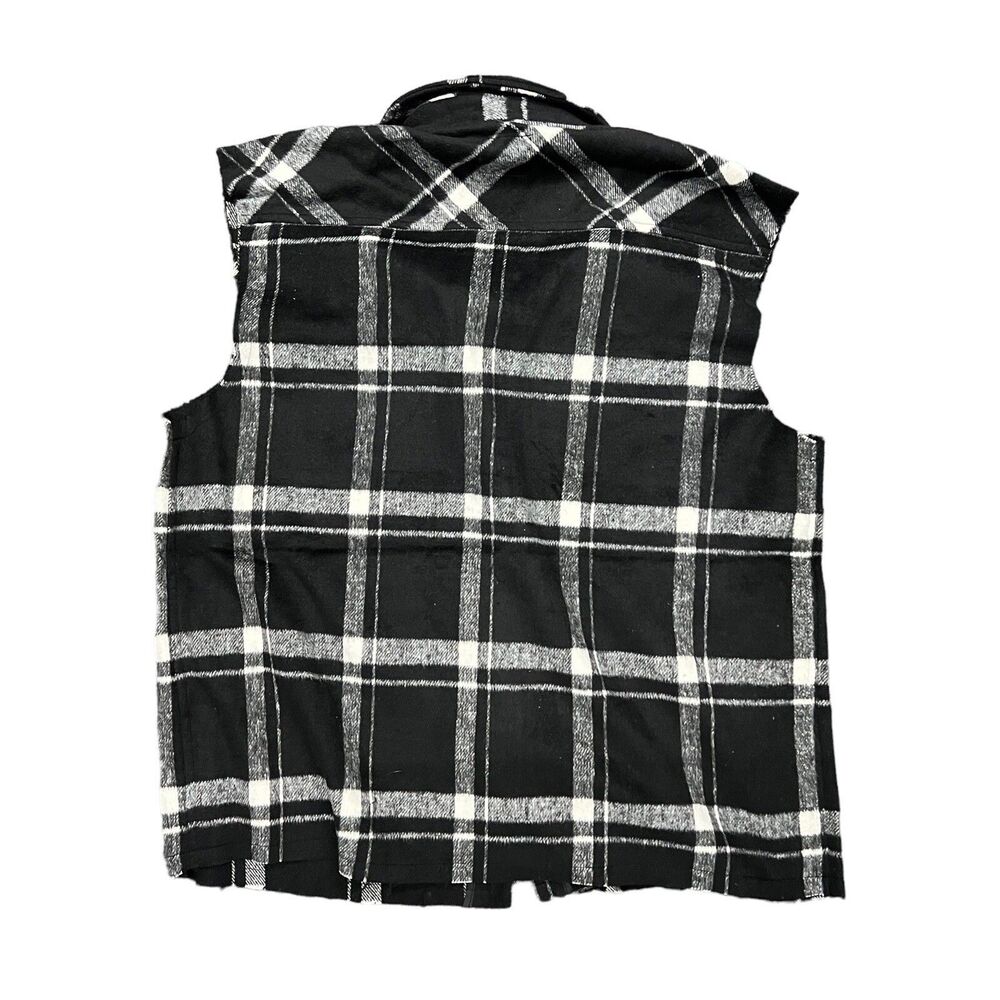 Oat Plaid Wool Blend Snap‎ Button Vest Layering - Picture 11 of 13